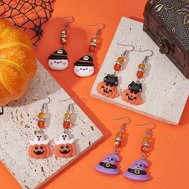 Halloween Theme Resin Dangle Earrings(EJEW-JE05287)-2