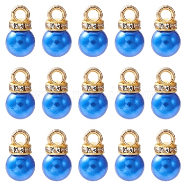 Golden Blue Round ABS Plastic Charms