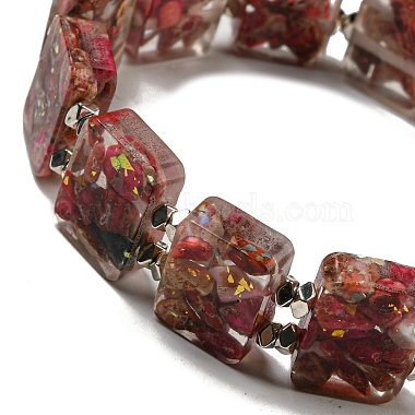 Jaspe impérial naturel teint avec bracelets extensibles en perles de résine(BJEW-G698-01A-03)-2