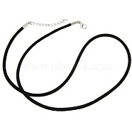 Leather Cord Necklace Jewelry Making, with Platinum Lobster Clasps, about 2mm diameter, 17 inch long(X-NFS058-1)