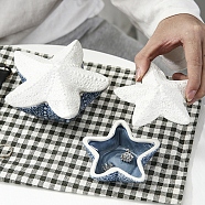 Starfish Ceramics Jewelry Plates, Jewelry Plate, Storage Tray for Rings, Necklaces, Earring, Marine Blue, 100x100x45mm(WG73918-07)