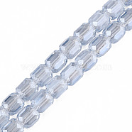 Electroplate Transparent Glass Beads Strands, Faceted, Column, Cornflower Blue, 8x8mm, Hole: 1.2mm, about 79~80pcs/strand, 25.59 inch~27.17 inch(65~69cm)(EGLA-N002-32-F01)