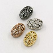 Brass Cubic Zirconia Beads, Oval, Mixed Color, 15x10x8mm, Hole: 1mm(ZIRC-F001-51)