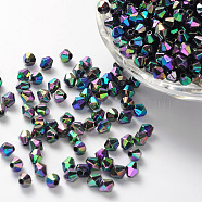 Bicone AB Color Plated Eco-Friendly Transparent Acrylic Beads, Black, 4x4mm, Hole: 1mm, about 16600pcs/500g(TACR-A003-4mm-45)