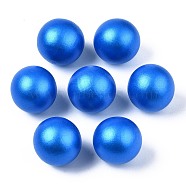 Painted Natural Wood Beads, Pearlized, No Hole/Undrilled, Round, Dodger Blue, 15mm(WOOD-S057-071B)