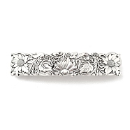 Alloy Retro Hair Barrettes, Hair Accessories for Women & Girls, Rectangle with Flower, Antique Silver, 82x19x11mm(AJEW-K048-04AS)