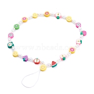 Polymer Clay Fruit Beaded Mobile Straps, with Transparent Acrylic Beads and Nylon Thread, Colorful, 24.8cm(X-HJEW-JM00413-01)
