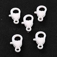 Plastic Lobster Claw Clasps, Heart, White, 22.5x13x6.5mm, Hole: 3mm(PALLOY-F017-01B)