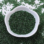 MIYUKI Delica Beads Small, Cylinder, Japanese Seed Beads, 15/0, (DBS0148) Silver Lined Emerald, 1.1x1.3mm, Hole: 0.7mm, about 3500pcs/10g(X-SEED-J020-DBS0148)