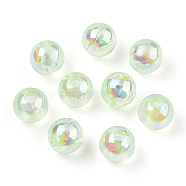 Transparent Acrylic Beads, AB Colors Plated, Round, Pale Green, 10mm, Hole: 1.8mm, about 950pcs/500g(MACR-T046-01E-18)