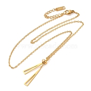 Vacuum Plating 304 Stainless Steel Pendants Lariat Necklaces, Triangle, Golden, 17.24 inch(43.8cm)(NJEW-G125-01G)