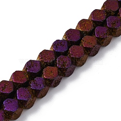 Electroplated Natural Lava Rock Beads Strands, Faceted, Cube, Purple Plated, 6~6.5x6~6.5x6~6.5mm, Hole: 1.2mm, about 62pcs/strand, 16.14''(41cm)(G-A256-C01-01B)