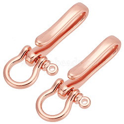 Elite 2Pcs Brass Shackle Clasps with Brass S Hook Clasps, Car Keychain for Men Wallet Chain Accessory, Rose Gold, 65x25x15mm, Hole: 3mm(KK-PH0005-86)