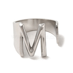 Non-Tarnish 201 Stainless Steel Finger Rings, Letter M, Inner Diameter: 18mm(RJEW-H223-04P-M)