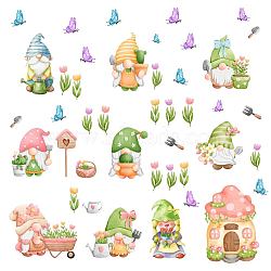 PVC Wall Stickers, Wall Decoration, Gnome Pattern, 900x390mm, 2 sheets/set(DIY-WH0228-541)