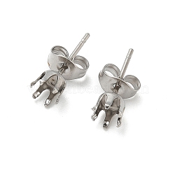 316 Surgical Stainless Steel Stud Earring Findings, Stainless Steel Color, 4.5x15mm(STAS-Z118-03P-04)