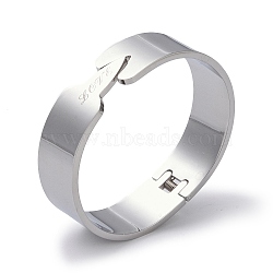 Word Love 304 Stainless Steel wide Hinged Bangles, Stainless Steel Color, 5/8 inch(1.7cm), Inner Diameter: 1-7/8x2-1/4 inch(4.85x5.7cm)(BJEW-G700-05P)