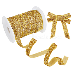 25 Yards Glitter Polyester Ribbon, Sparkle Ribbon, Flat, Pale Goldenrod, 5/8 inch(15mm)(OCOR-GA0001-70)