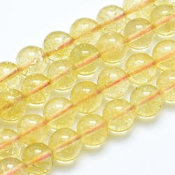 Natural Citrine Beads Strands, Grade A, Round, Dyed & Heated, 6mm, Hole: 0.8mm, about 64pcs/strand, 15.5 inch(39.5cm)(X-G-E483-13-6mm)