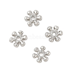 Brass Spacer Beads, Flower, Platinum, 5x4.5x1mm, Hole: 0.8mm(KK-U056-17P-02)