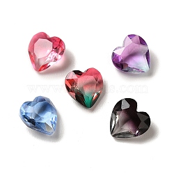 Faceted K9 Glass Rhinestone Cabochons, Pointed Back, Heart, Mixed Color, 7.8x8x4.2mm(GGLA-B002-04A)