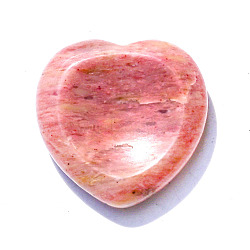 Natural Rhodonite Heart Worry Stone for Reiki Balancing, Home Display Decorations, 30x8mm(PW-WG62388-24)