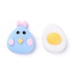 Opaque Resin Cabochons, Chick & Egg, Sky Blue, Chick: 14x11x6mm, Egg: 12.5x10x6mm(RESI-Z001-30)