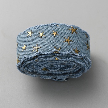 2Yard Polyester Ribbon, Star, for Garment Accessories, Light Steel Blue, 1-1/8 inch(27mm)