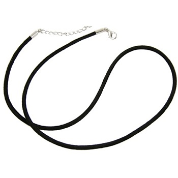 Leather Cord Necklace Jewelry Making, with Platinum Lobster Clasps, about 2mm diameter, 17 inch long