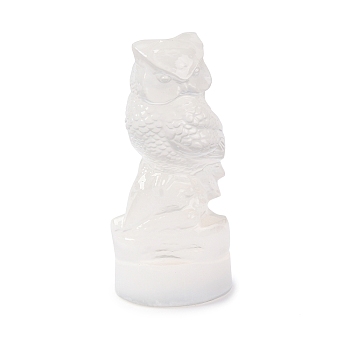 Natural Selenite Figurines, Reiki Energy Stone Display Decorations, for Home Feng Shui Ornament, Owl, 41x52.5x117mm