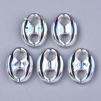 Transparent Acrylic Links Connectors, AB Color, Oval, Clear AB, 24x17x5mm, Hole: 7mm
