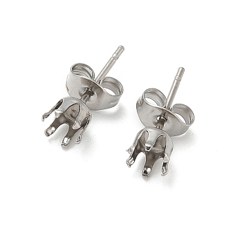 316 Surgical Stainless Steel Stud Earring Findings, Stainless Steel Color, 4.5x15mm