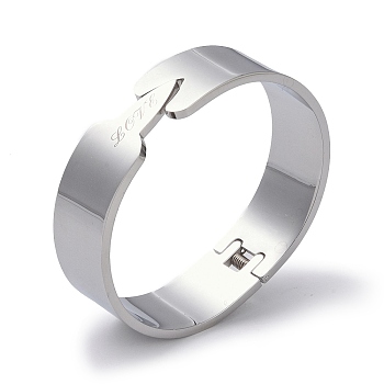 Word Love 304 Stainless Steel wide Hinged Bangles, Stainless Steel Color, 5/8 inch(1.7cm), Inner Diameter: 1-7/8x2-1/4 inch(4.85x5.7cm)