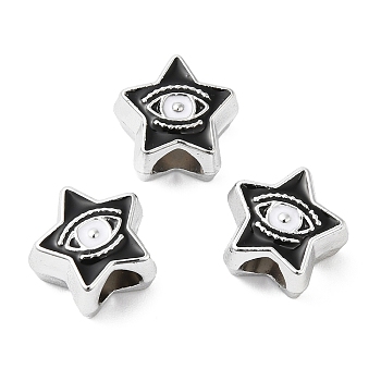 CCB Plastic European Beads, Large Hole Beads, Star with Evil Eyes, Black, 11.5x12.5x7.5mm, Hole: 5mm