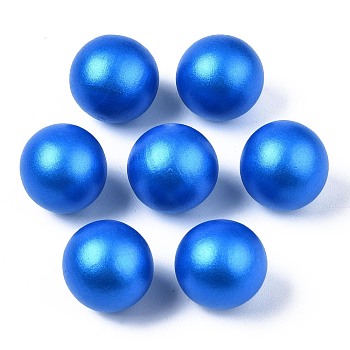 Painted Natural Wood Beads, Pearlized, No Hole/Undrilled, Round, Dodger Blue, 15mm