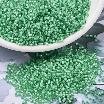 MIYUKI Delica Beads, Cylinder, Japanese Seed Beads, 11/0, (DB2188) Duracoat Semi-Frosted Silver Lined Dyed Spearmint, 1.3x1.6mm, Hole: 0.8mm, about 2000pcs/10g