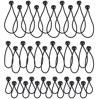 Ball Bungee, Tie Down Cords, for Tarp, Canopy Shelter, Wall Pipe, Black, 36pcs/set