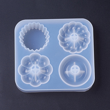 Silicone Molds, Resin Casting Molds, For UV Resin, Epoxy Resin Jewelry Making, Square with Donut Shapes, White, 101x91.5x21mm