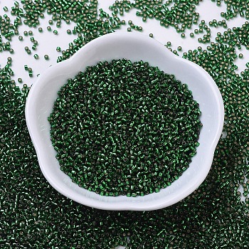 MIYUKI Delica Beads Small, Cylinder, Japanese Seed Beads, 15/0, (DBS0148) Silver Lined Emerald, 1.1x1.3mm, Hole: 0.7mm, about 3500pcs/10g