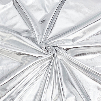Polyester Spandex Stretch Fabric, for DIY Christmas Crafting and Clothing, Silver, 100x150x0.04cm