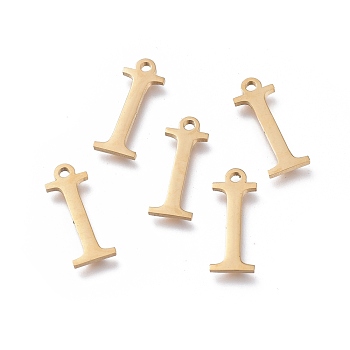 304 Stainless Steel Charms, Greek Alphabet, Golden, Letter.I, 14x5.5x1mm, Hole: 1.2mm