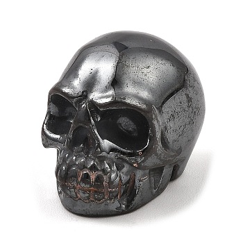 Synthetic Non-Magnetic Hematite Skull Display Decorations, for Home Desktop Decoration, 23x34x26mm