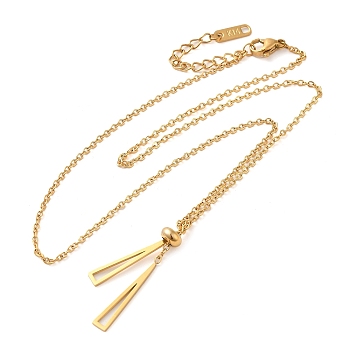 Vacuum Plating 304 Stainless Steel Pendants Lariat Necklaces, Triangle, Golden, 17.24 inch(43.8cm)