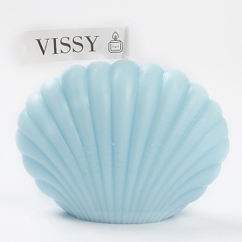 Shell Shaped Aromatherapy Smokeless Candles, with Box, for Wedding, Party, Votives, Oil Burners and Christmas Decorations, Light Cyan, 6.8x9x4.8cm