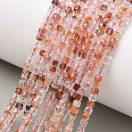 Natural Hematoid Quartz/Ferruginous Quartz Beads Strands, Faceted Table Cut Cube Beads, 3x3x3mm, Hole: 0.6mm, about 133pcs/strand, 15.35''(39cm)(G-Z161-B01-3x3mm)