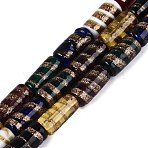 Handmade Gold Sand Lampwork Beads Strands, Column, Mixed Color, 16~16.5x8mm, Hole: 0.8~1.4mm, about 25pcs/strand, 15.75~16.14 inch(40~41cm)(LAMP-Q041-02)