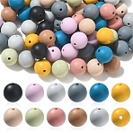 Food Grade Eco-Friendly Silicone Beads, Round, Mixed Color, 14.5~15mm, Hole: 2~2.2mm, 11 colors, total: 100pcs/bag(SIL-CJ0001-10)