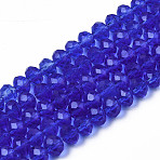 Glass Beads Strands, Faceted Abacus, Rondelle, Royal Blue, 2.9~3.3x2mm, Hole: 0.8mm, about 135~140pcs/strand, 32~34cm(EGLA-A034-T2mm-D31)