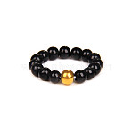 Natural Gemstone Bead Elastic Finger Rings for Women, with Stainless Steel Bead, Inner Diameter: Adjustable(TR6312-12)