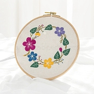 Flower Pattern DIY Embroidery Kit, including Embroidery Needles & Thread, Cotton Linen Cloth, Medium Violet Red, 270x270mm(DIY-P077-024)